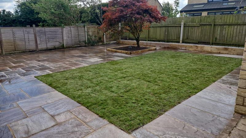 indian sandstone patio garden colne 01